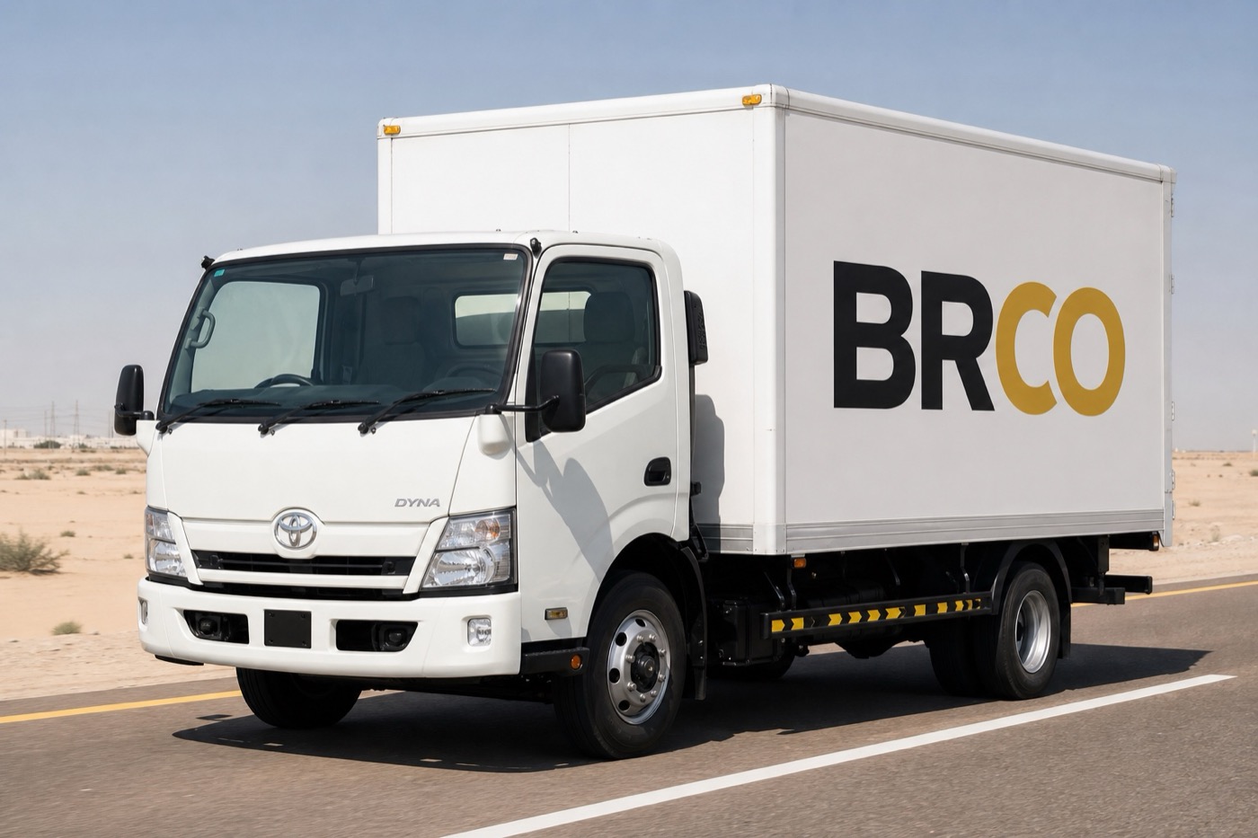BRCO dyna light cargo truck on a Saudi desert highway