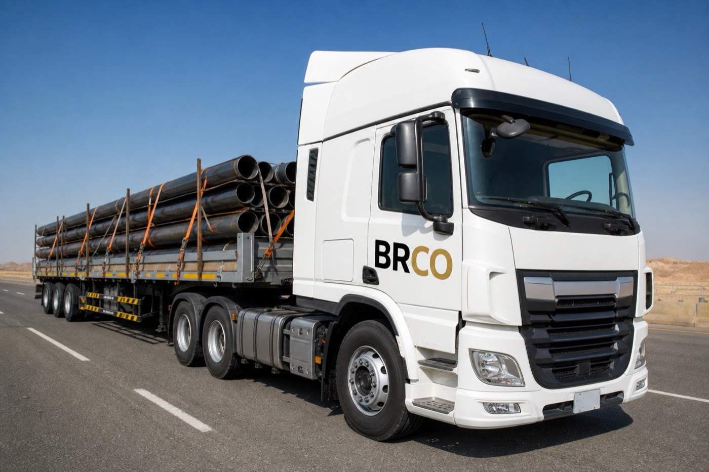 BRCO flatbed trailer on an Eastern Province desert road